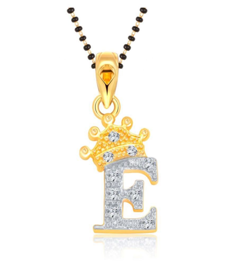     			Vighnaharta Alphabet Crown "E" Latter Mangalsutra Chain alloy (CZ) Studded Gold Plated Mangalsutra,Tanmaniya,Latter mangalsutra,Alphabet mangalsutra,initial mangalsutra for Women - [VF1552MSPG]