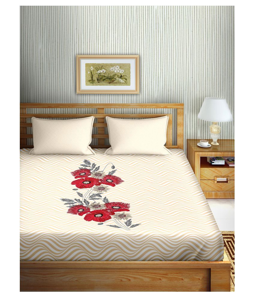     			Bella Casa Cotton Double Bedsheet with 2 Pillow Covers ( 254 cm x 224 cm )