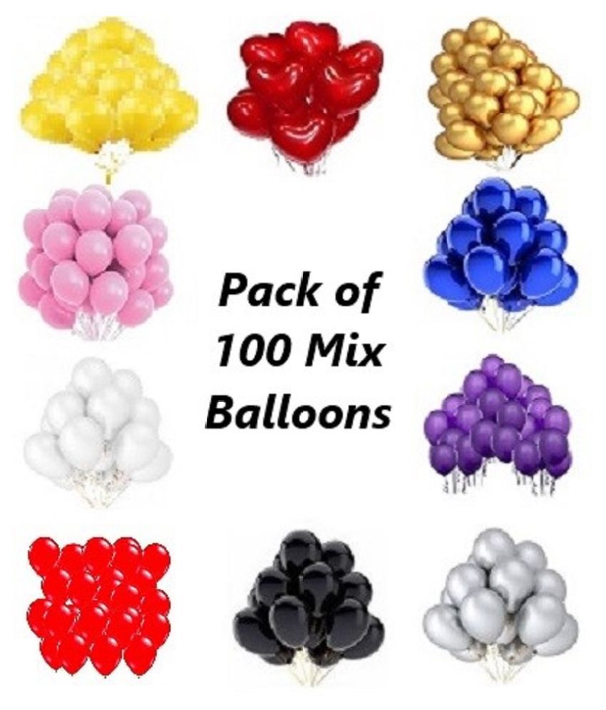     			GNGS Solid Party Decoration Balloons (Multicolor, Pack of 100)
