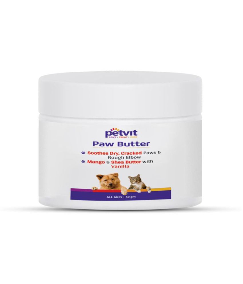 Petvit Paw Butter with Mango & Shea Butter & Lemon Grass Oil, Vitamin E, Coconut Oil | Heals, Repairs, and Moisturizes Dry Noses and Paws| pH-Balance -For All Breed Dog & Cat – 50gm