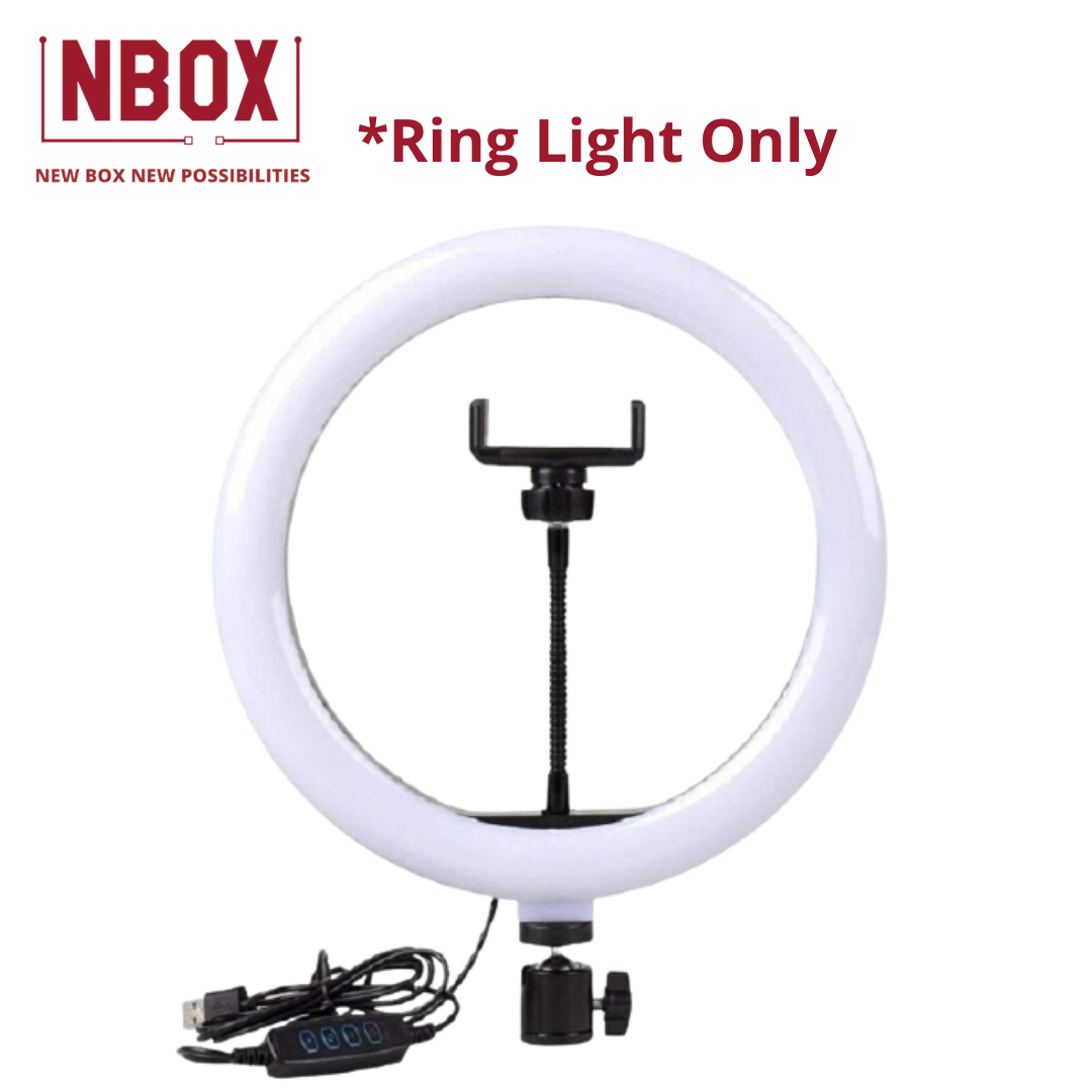 NBOX 10 inch Portable LED Ring Light with 3 Color Modes Dimmable Lighting | for YouTube | Photo-Shoot | Video Shoot | Live Stream | Makeup & Vlogging | Compatible with iPhone/Android Phones & Cameras