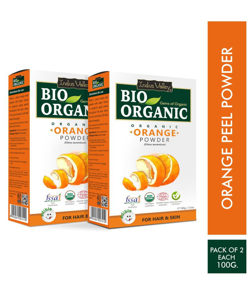 Indus Valley Bio Organic Orange Peel Powder For Skin And Hair Care- Pack of  2: Buy Indus Valley Bio Organic Orange Peel Powder For Skin And Hair Care-  Pack of 2 at