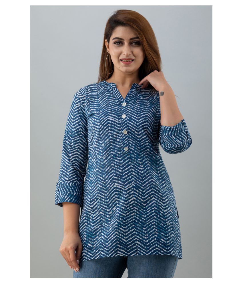     			SAART BUNAAI Cotton Blended Tunics - Blue Single