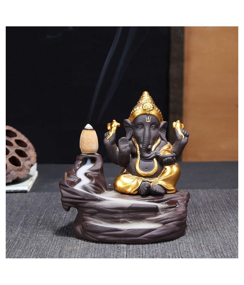     			Unique Creations Multicolour Polyresin Lord Ganesha Smoke Backflow - Pack of 1