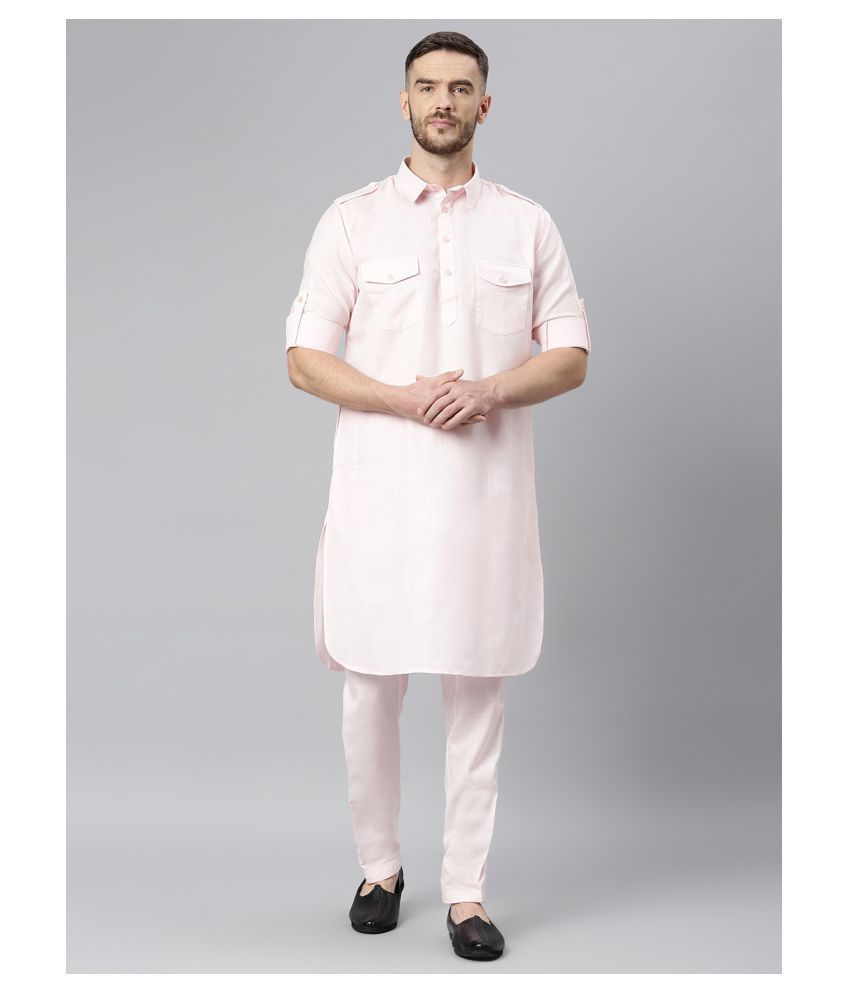     			Hangup Pink Cotton Blend Pathani Suit Pack of 3