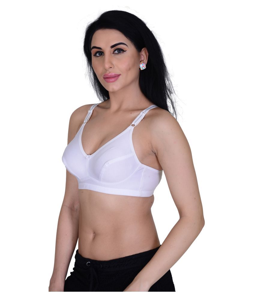     			Madam Cotton Lycra Minimizer Bra - White Single