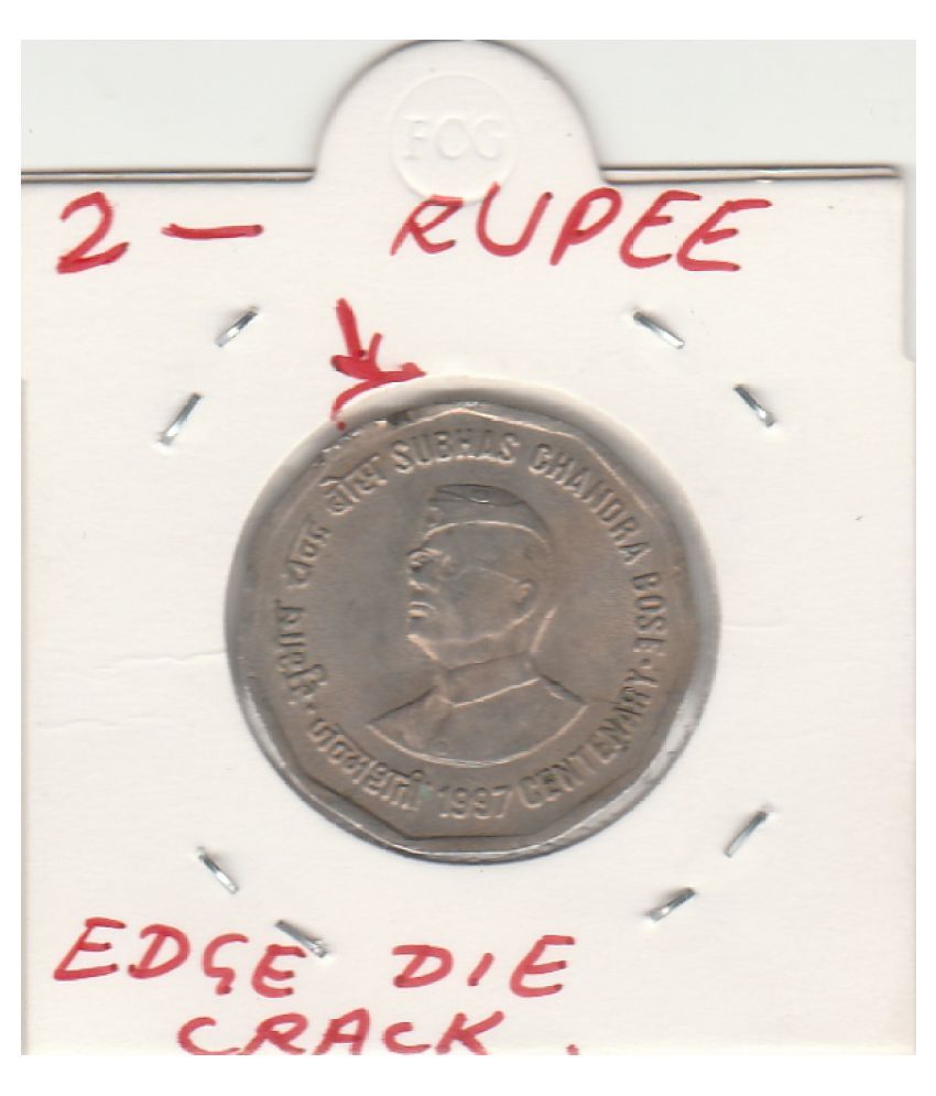     			NUMISMATTECLY RARE AND COLLECTIBLE . COMMOMRATIVE  TWO R.S SUBHASH CHANDRA BOSE CENTENARY  OLD ISSUE  C01N- 1997 . IN EXTRA FINE CONDITION,WITH EDGE DIE CRACK ERROR, HIGHLY COLLECTIBLE . WIGHT - 6 GRAM .