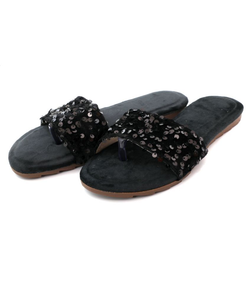     			Raj Black Flats