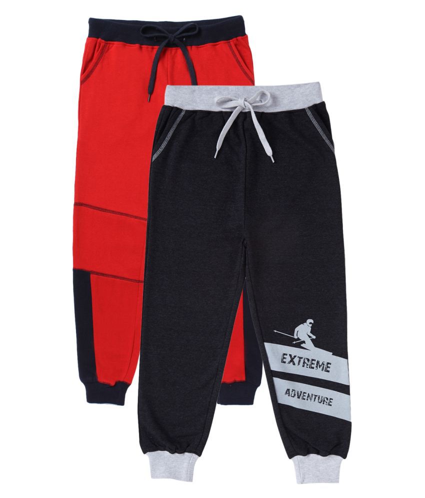     			Cub McPaws Boys Cotton Track Pants  4 to 12 Years  Pack of 2  (9 - 10 Years, Red - Anthra)