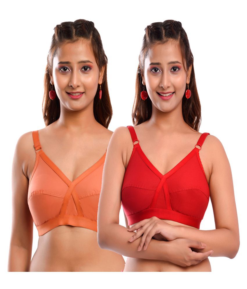     			Elina Pack of 2 Cotton Non Padded Women's Everyday Bra ( Multi Color )