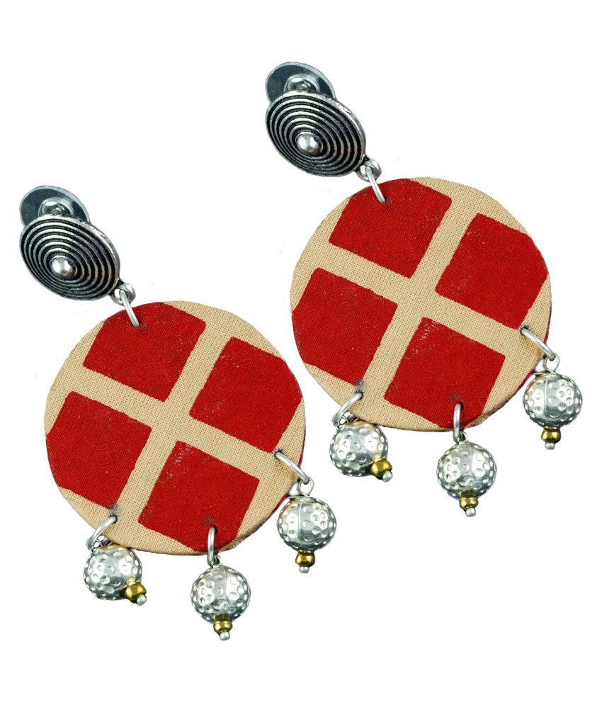 Red And Offwhite  Earring