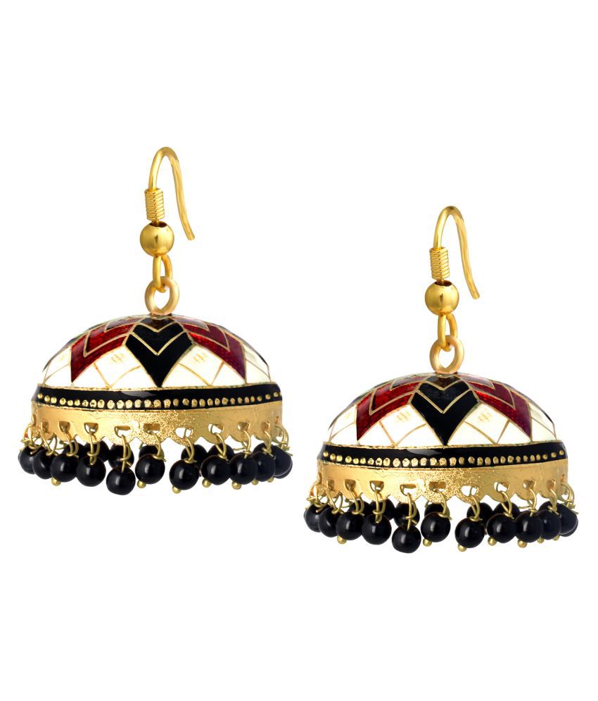     			Spargz Traditional Daily Wear Alloy Multicolor Gold Plated Glossy Finish Meenakari Jhumki Earring AIER 1032