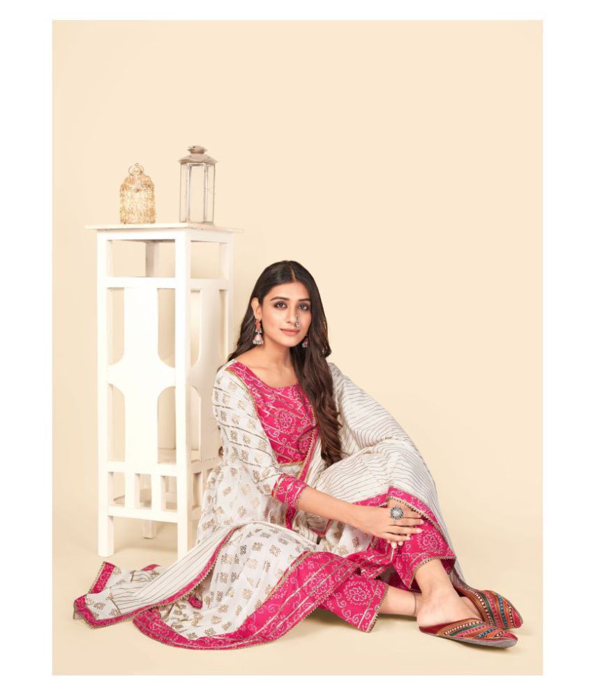     			Vbuyz - Off White Anarkali Cotton Women's Stitched Salwar Suit ( Pack of 1 )