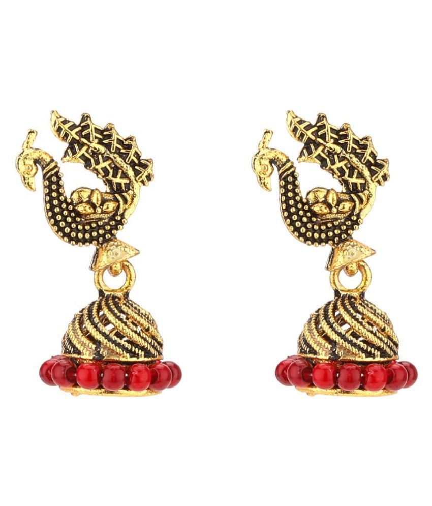 Gautam Gold Plated Pearl Moti Peacock Jhumki Earrings for Women Girl (Q ...