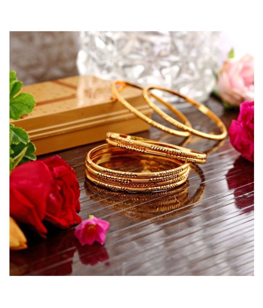     			Vighnaharta Traditional Wear 1gm Gold Plated Alloy Bangle for Women and Girls - pack of 8 pcs Bangle- [VFJ1005BG2-6]