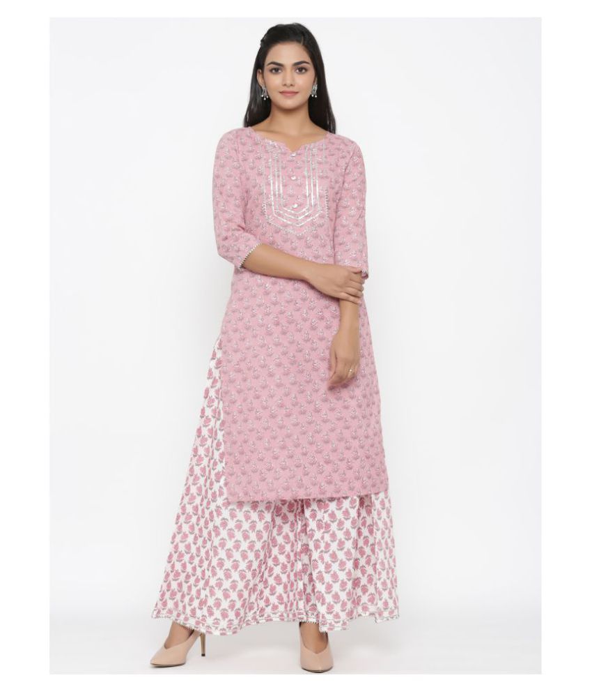     			miravan Cotton Kurti With Palazzo - Stitched Suit Single