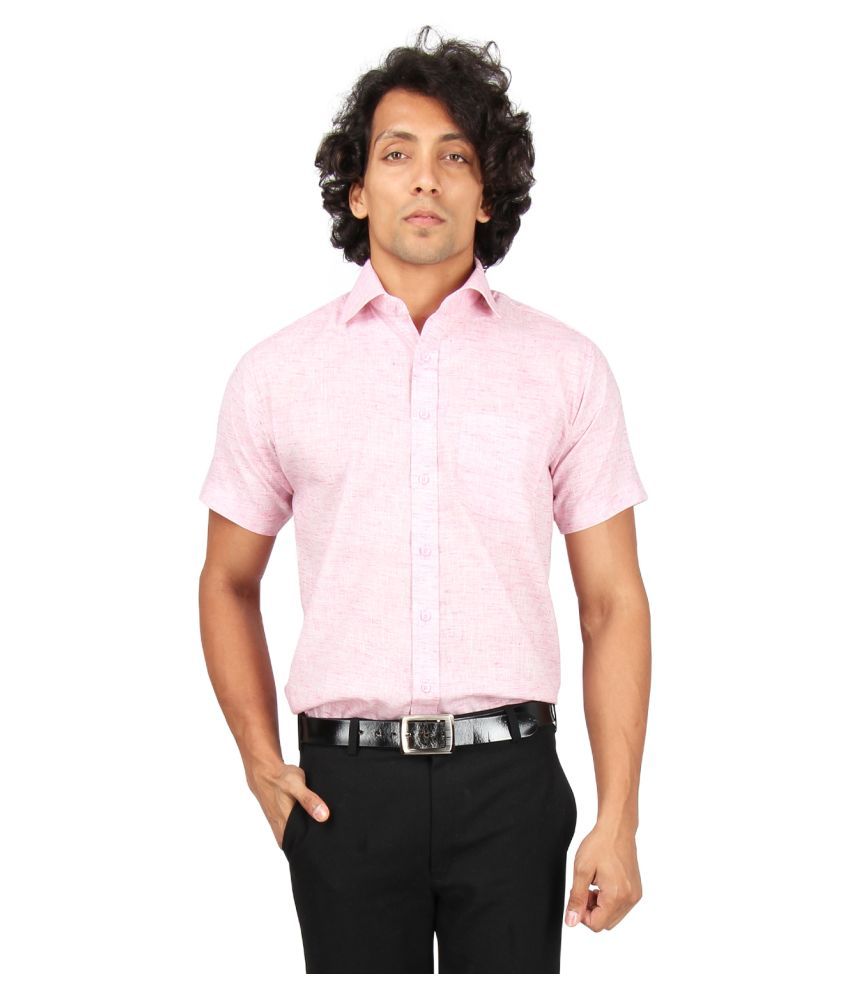     			Maharaja Linen Pink Prints Formal Shirt