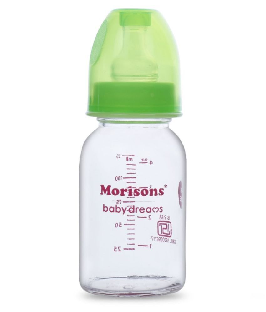 Morisons Baby Dreams Glass Feeding Bottle 125ml - Green