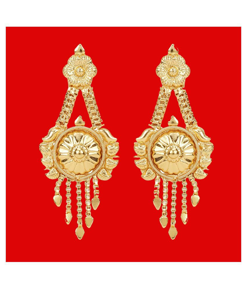     			aadiyatri - Golden Drop Earrings ( Pack of 1 )