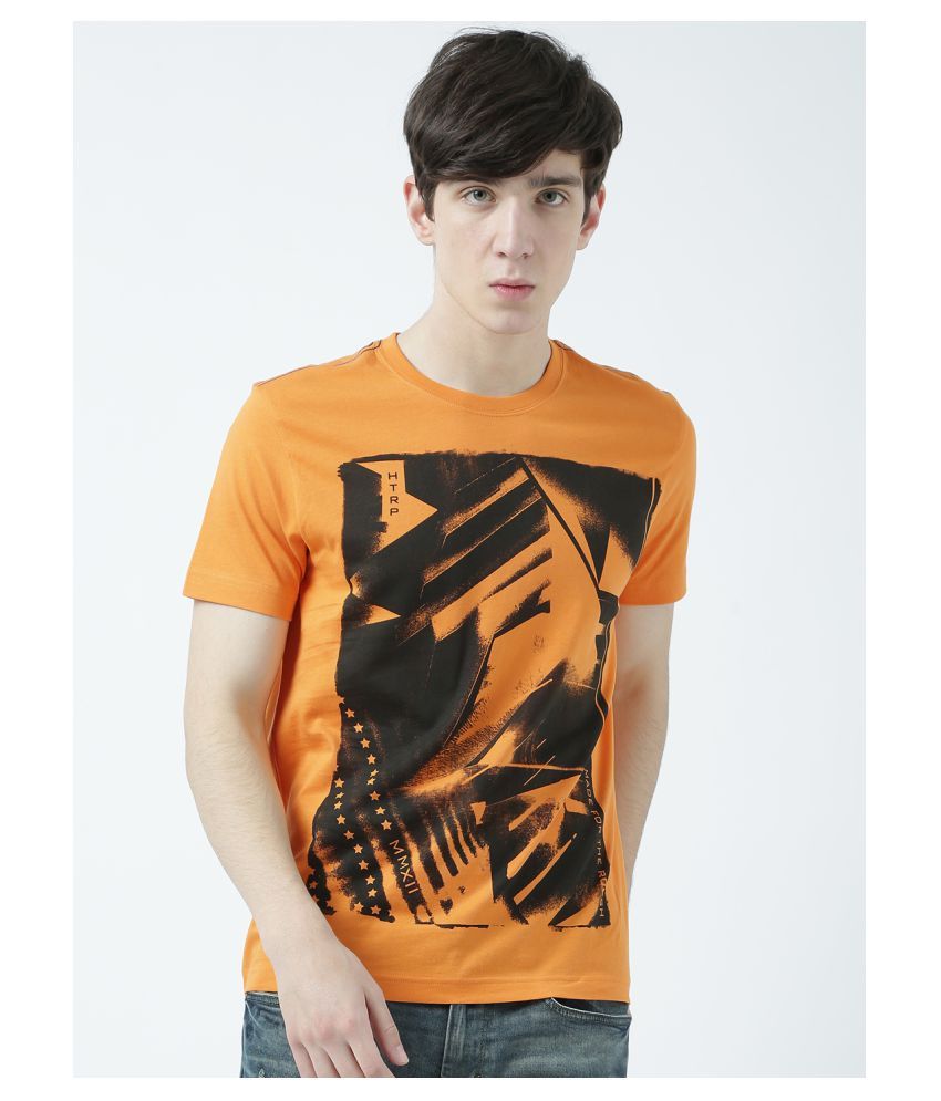     			Huetrap cotton Orange Printed T-Shirt Single Pack