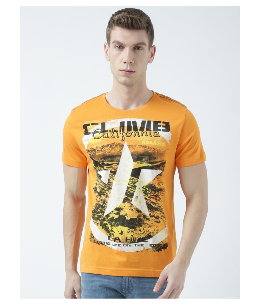     			Huetrap cotton Orange Printed T-Shirt Single Pack