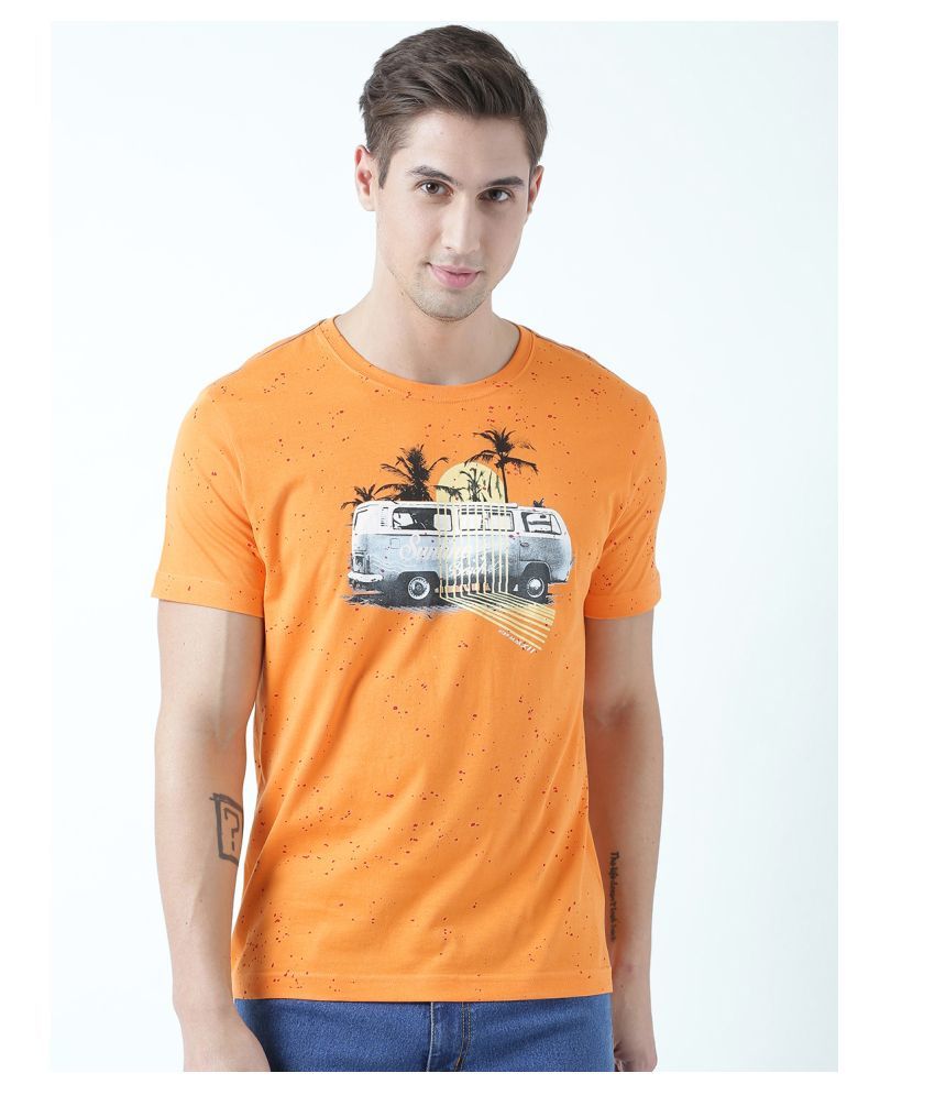     			Huetrap cotton Orange Printed T-Shirt Single Pack