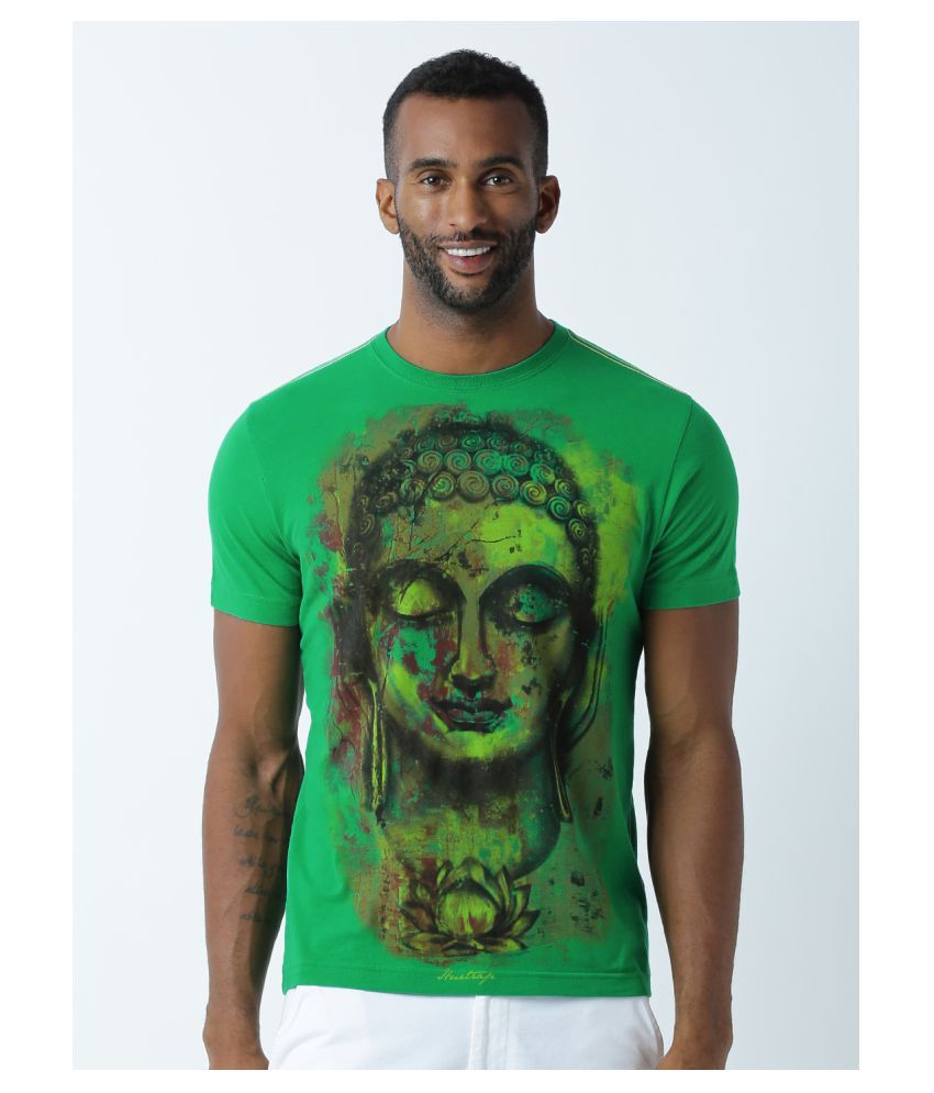     			Huetrap cotton Green Printed T-Shirt Single Pack