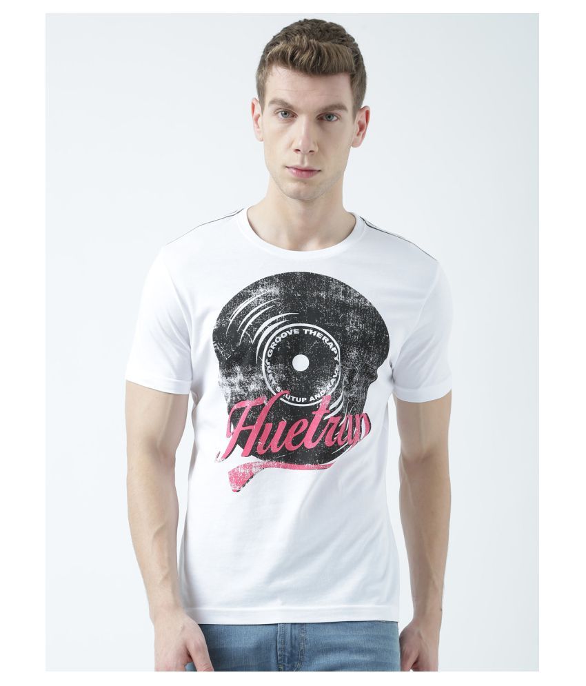     			Huetrap cotton White Printed T-Shirt Single Pack