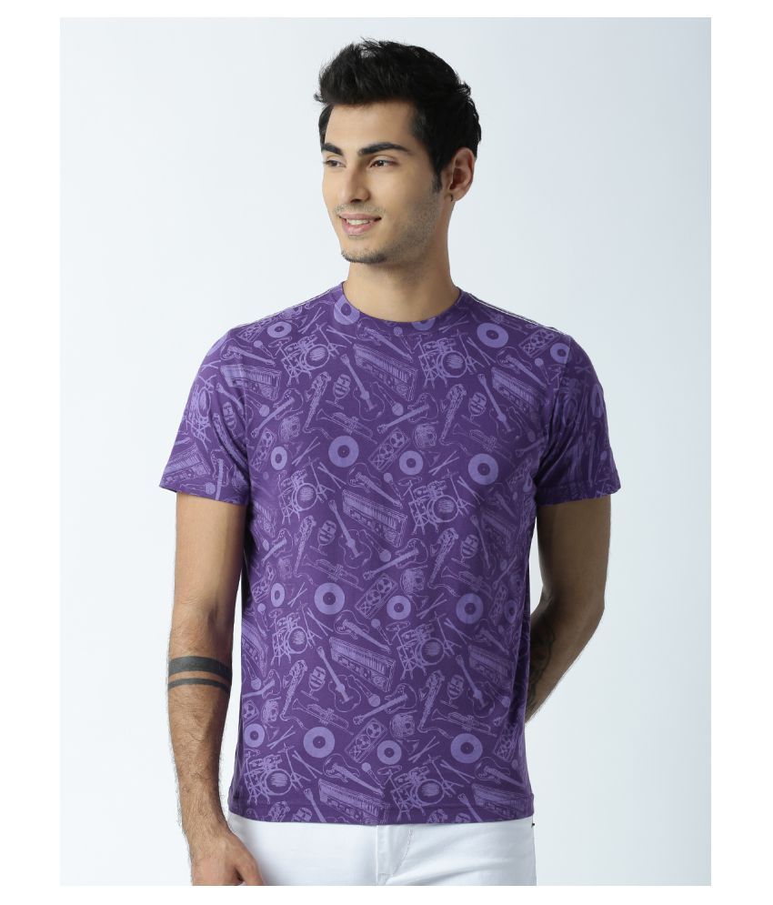     			Huetrap cotton Purple Printed T-Shirt Single Pack