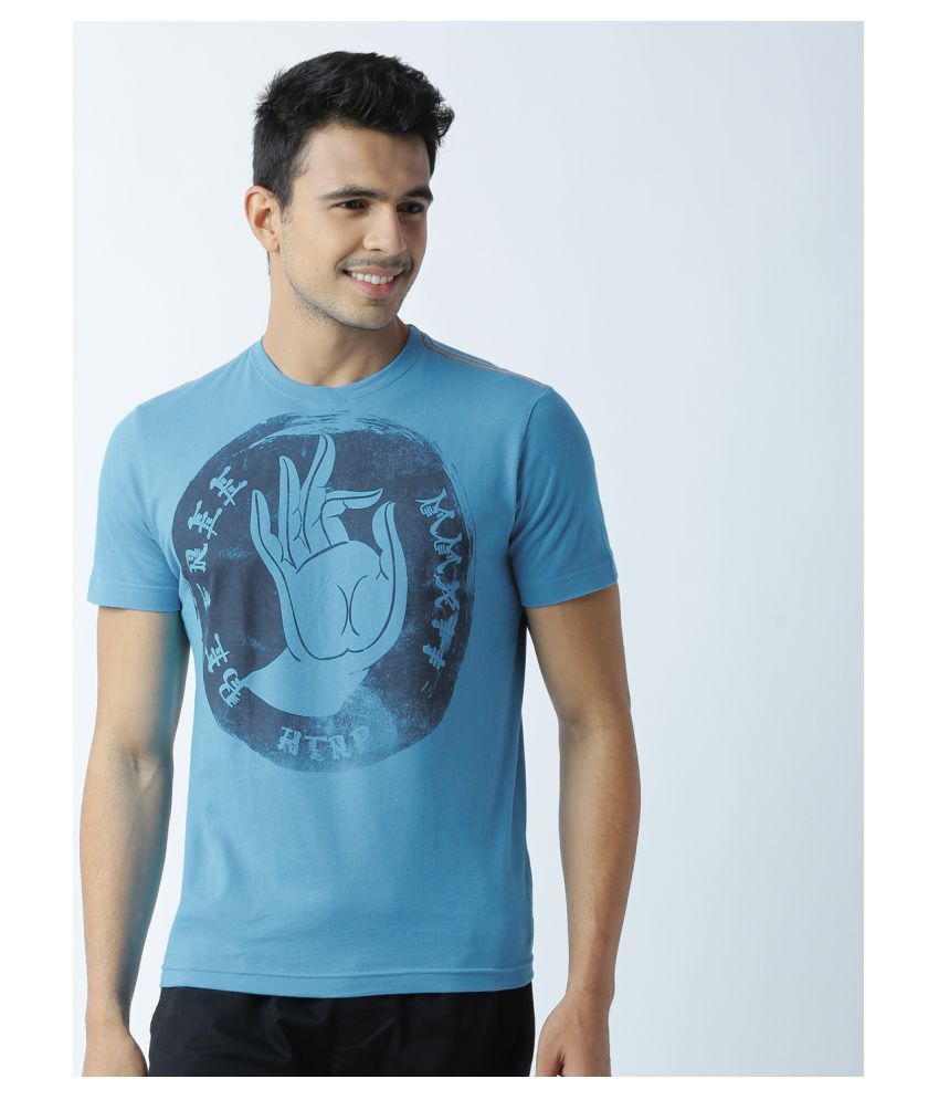     			Huetrap cotton Turquoise Printed T-Shirt Single Pack