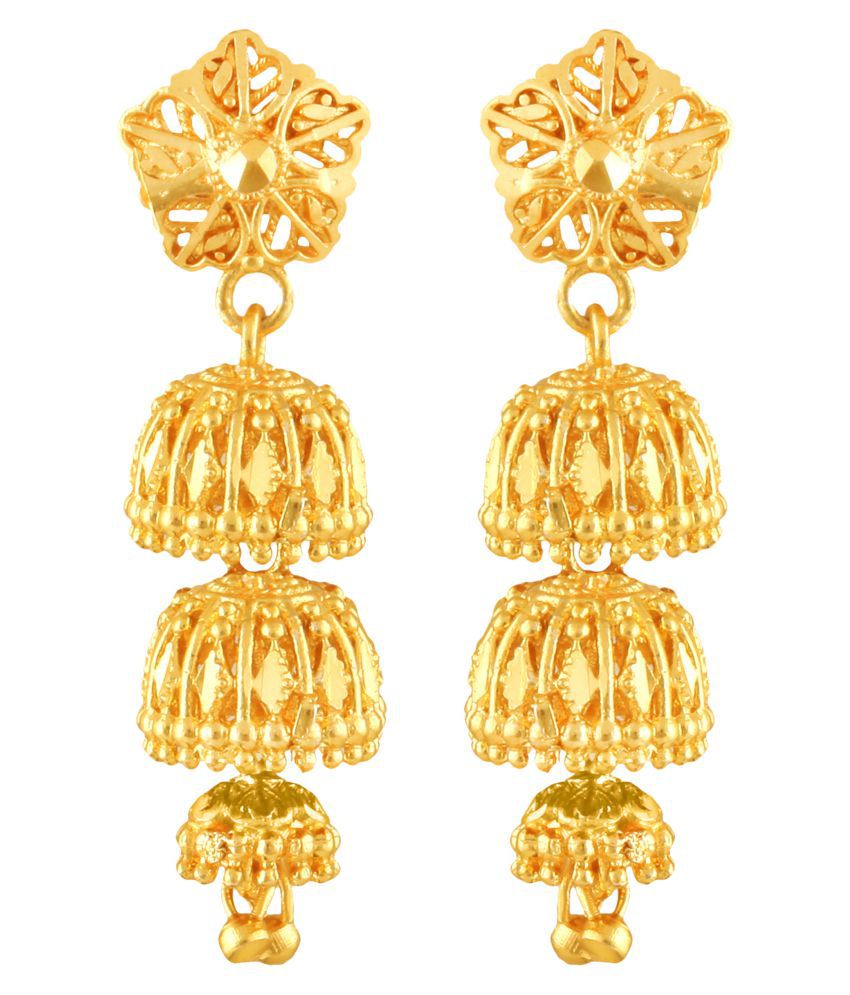     			Vighnaharta South Pattern Gold Plated Screw back alloy Jhumki Earring for Women and Girls  {VFJ1429ERG}