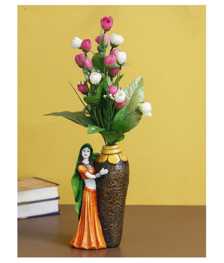     			eCraftIndia Orange Polyresin Figurines - Pack of 1