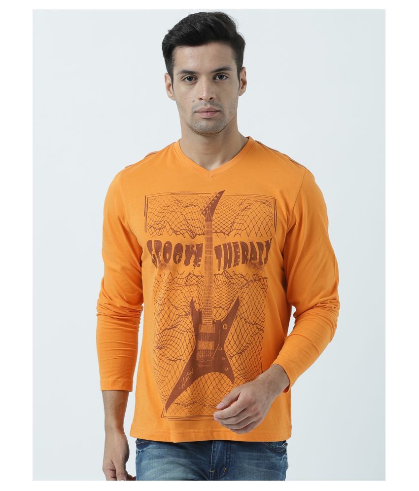     			Huetrap Cotton Orange Printed T-Shirt Single Pack