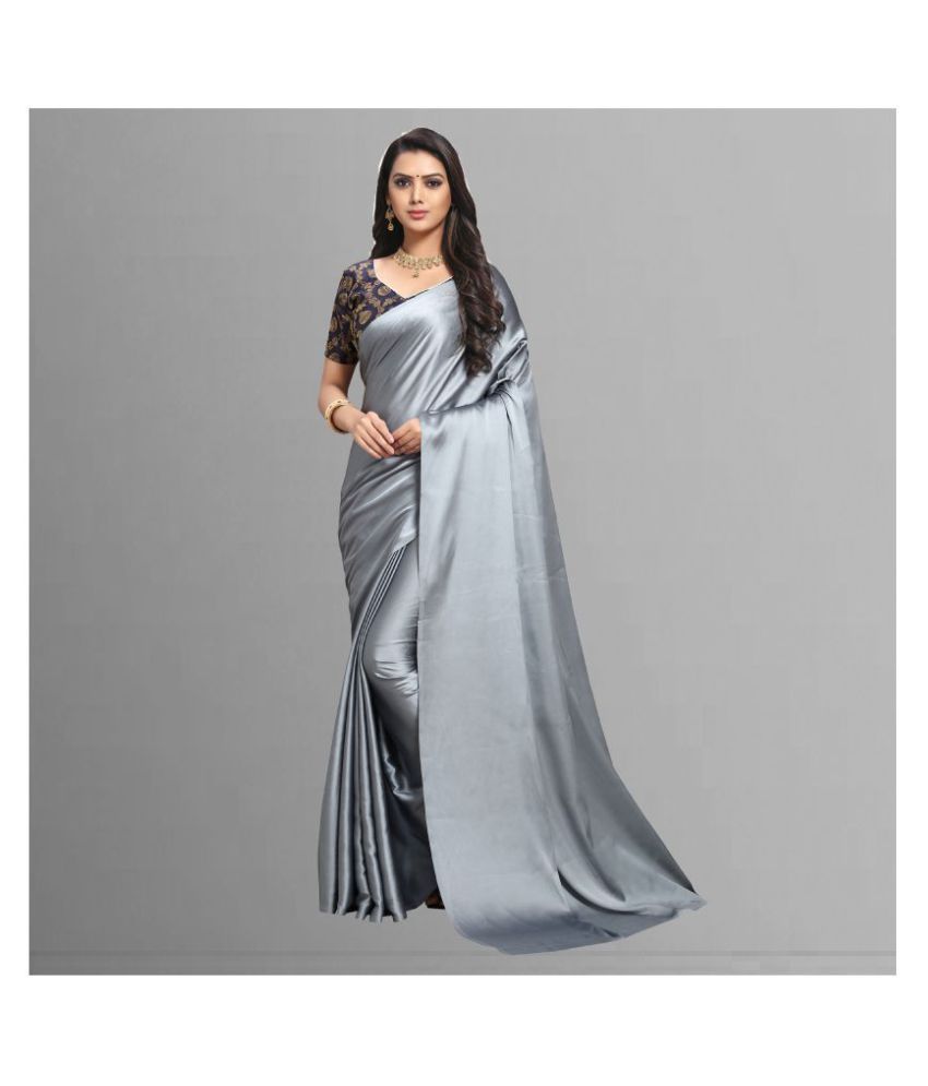     			ANAND SAREES - Light Grey Silk Blend Saree With Blouse Piece (Pack of 1)