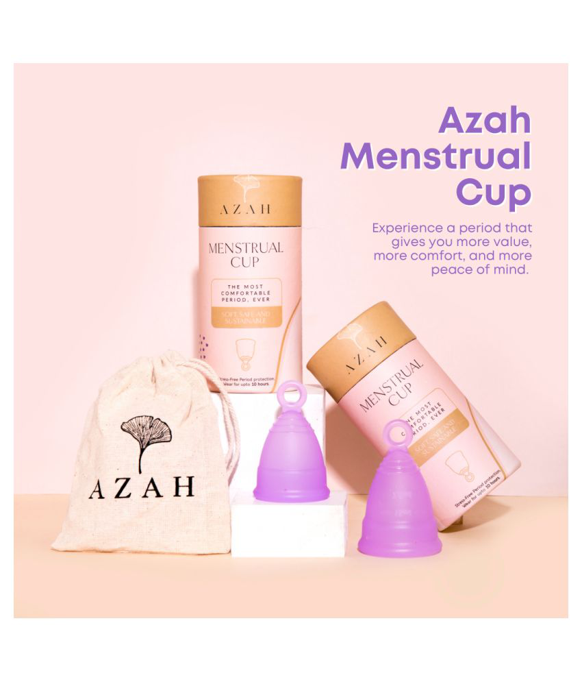 Azah Menstrual Cup for Women - Large | with integrated pull-out Ring Design | upto 10 hours of leakage protection | FDA Approved