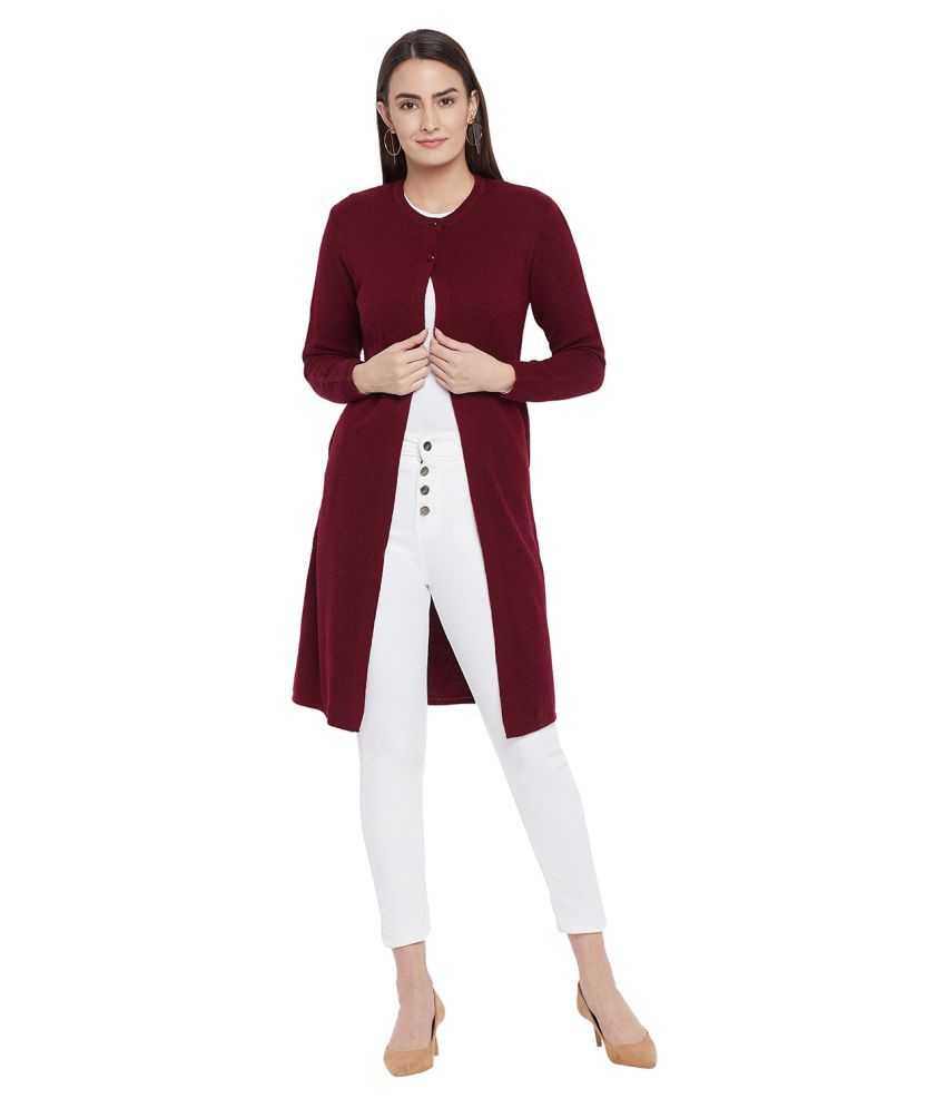     			Clapton Acrylic Maroon Buttoned Cardigans - Single