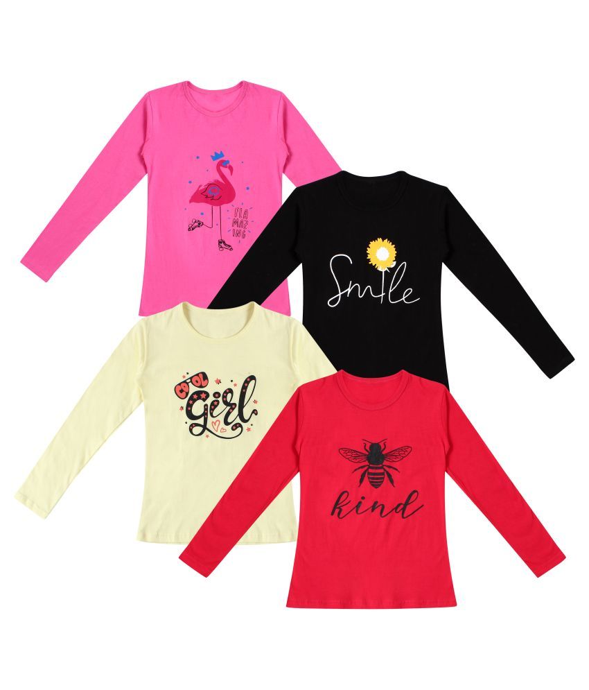     			DIAZ 100% Breathable Cotton Girls Full Sleeve T-Shirt | Girls Full Sleeve Printed T-Shirt Combo - Casual Long Sleeve Tees, Regular Fit Round Neck Tops for Girls