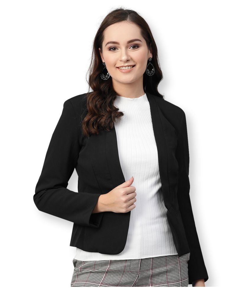     			Pannkh Polyester Blend Summer Blazers - Black Single