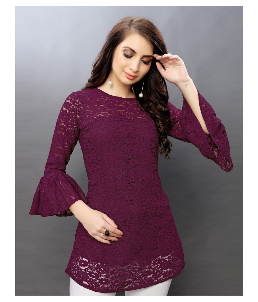     			Selvia Net Regular Tops - Purple Single