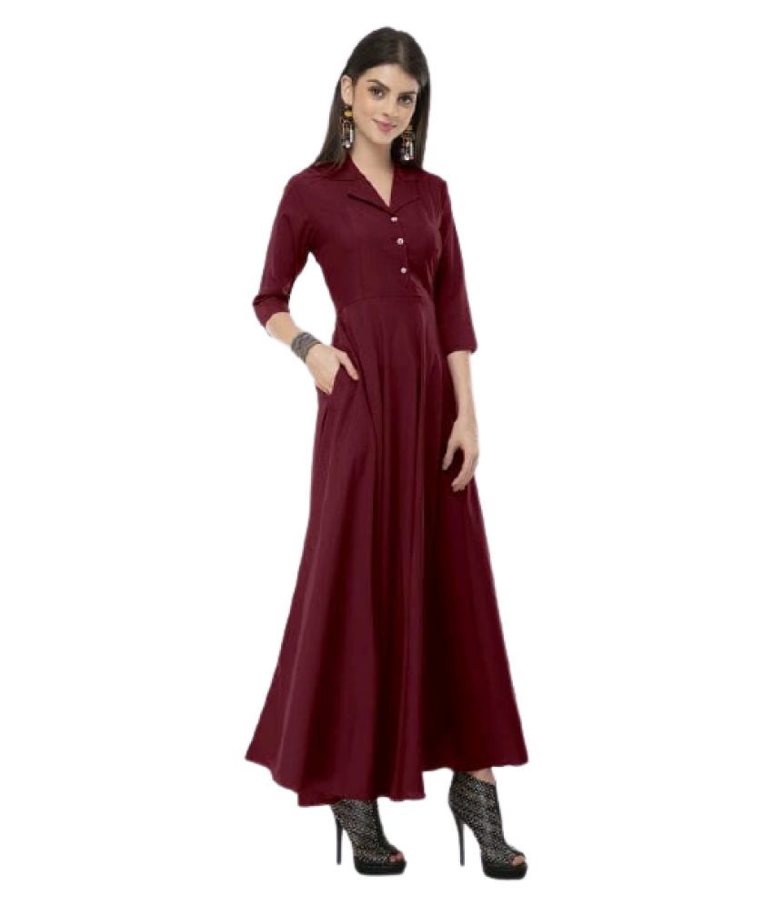     			TOGZZ Crepe Brown A- line Dress - Single