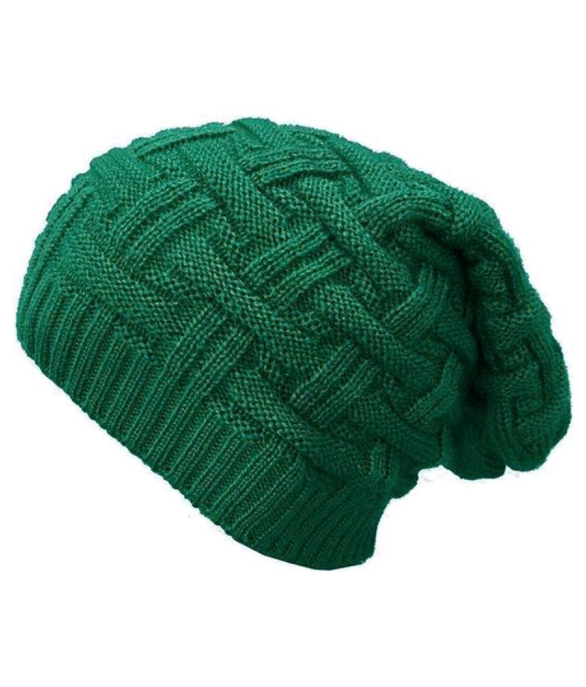 Whyme Fashion Green Knitted Fur Caps