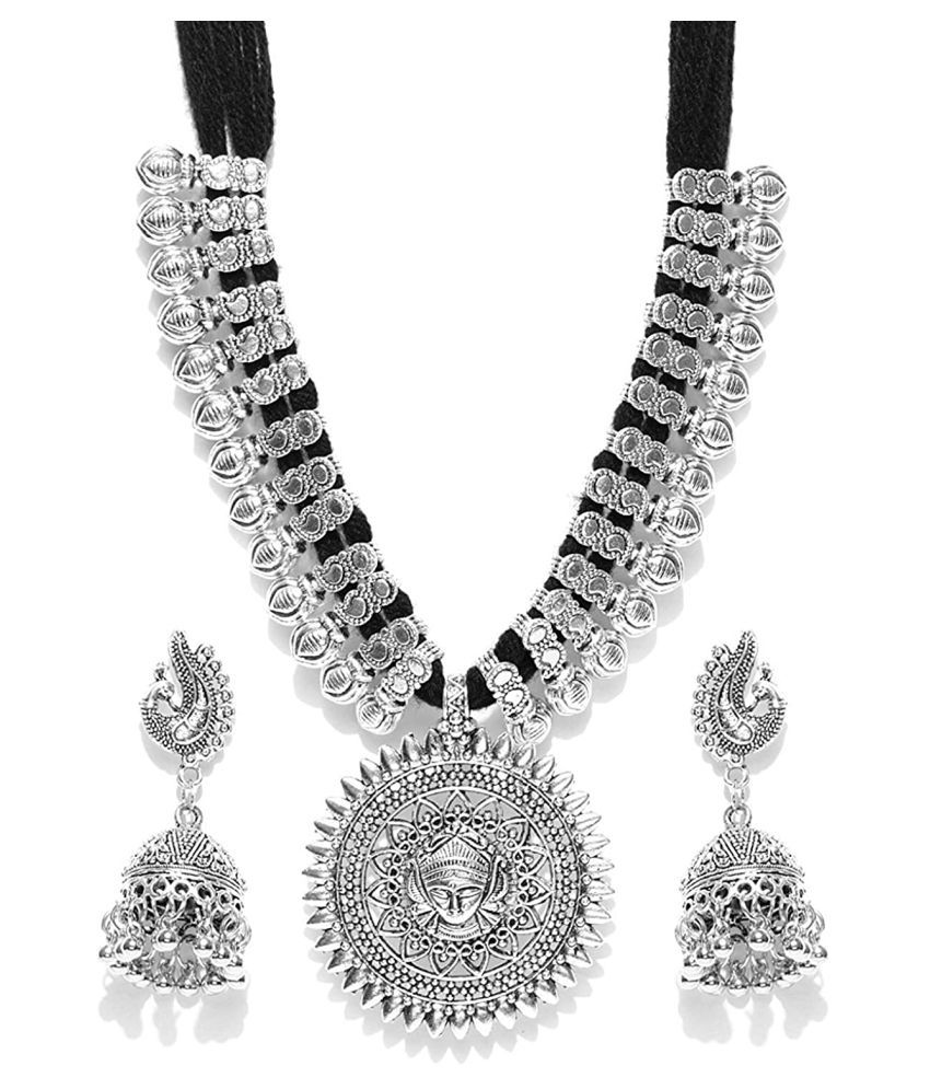     			YouBella Jewellery Sets for Women Silver Plated Afghani Tribal Necklace Jewellery Set with Earrings and Bangles Combo for Girls/Women (2.4)