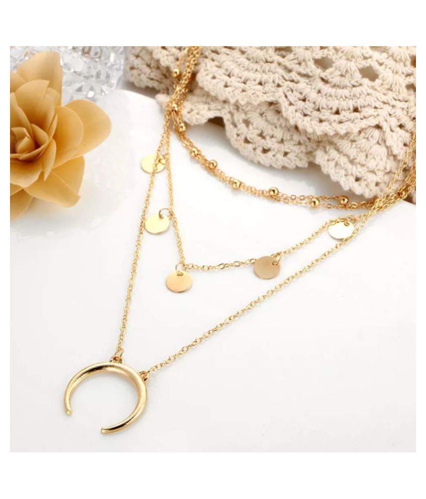     			YouBella Multi Layered Gold Plated Necklace for Girls and Women