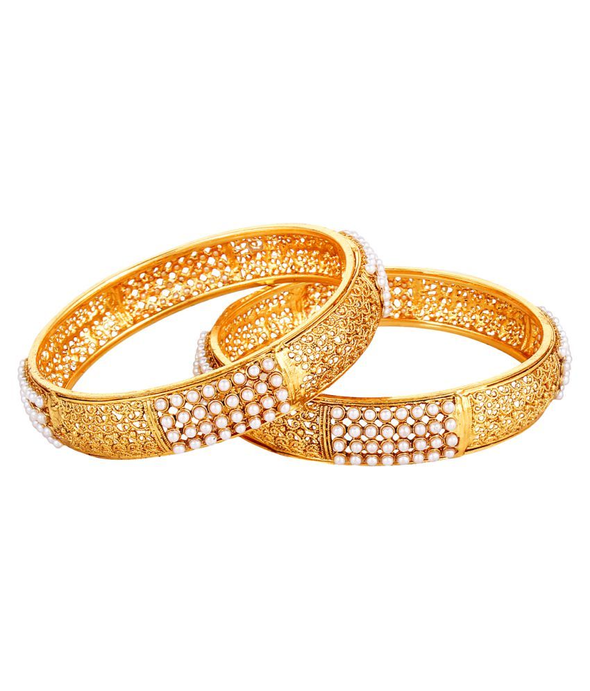     			YouBella Stylish Traditional Jewellery Gold Plated and Pearl Bangle Set for Women (Golden)(YBBN_91088_2.8)