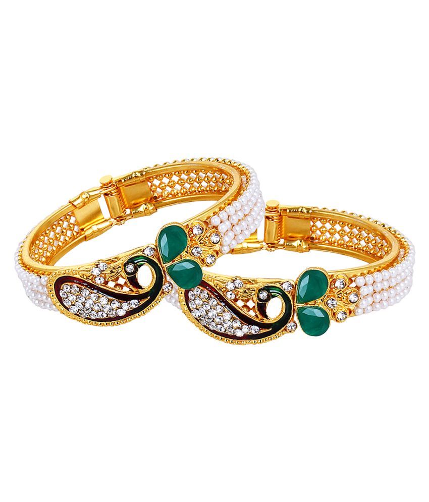     			YouBella Traditional Pearl and Gold Bracelet Bangle Set for Women