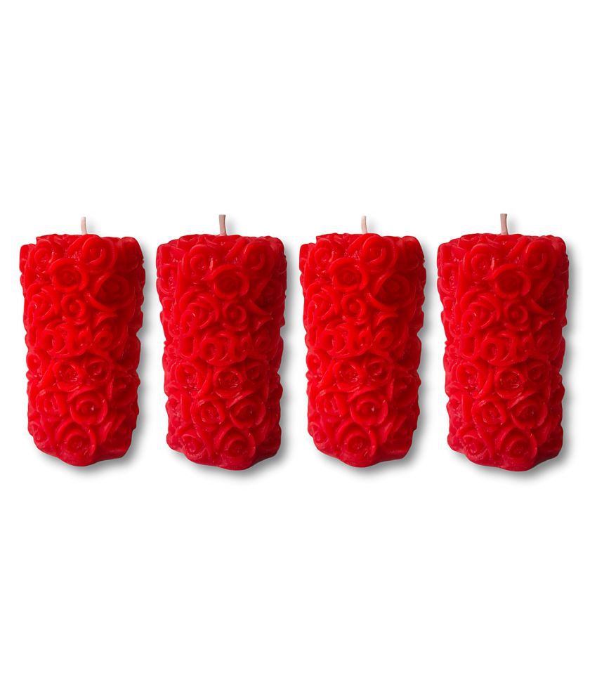     			MYSTIQ Red Pillar Candle - Pack of 4