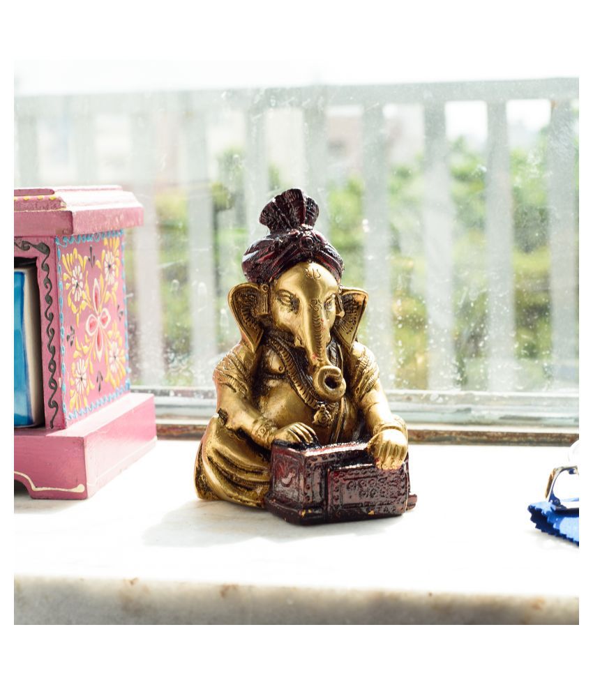    			eCraftIndia Showpiece Brass Ganesha Idol 8 x 7 cms Pack of 1