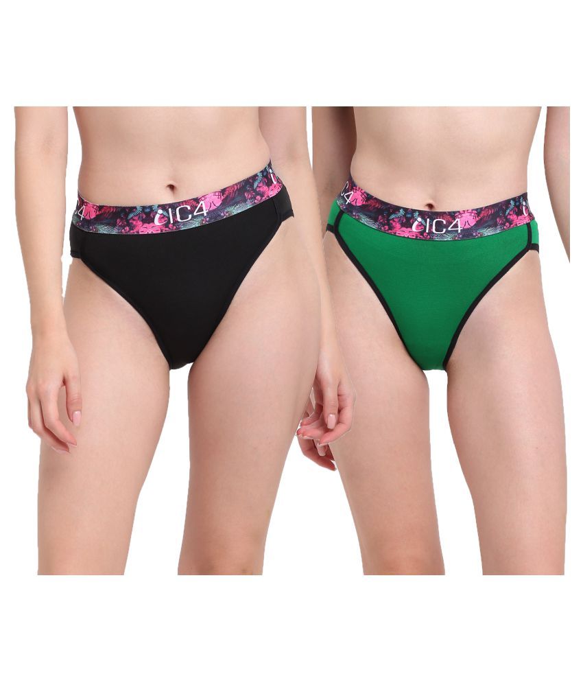     			IC4 Pack of 2 Cotton Lycra Women's Bikini Panties ( Multi Color )