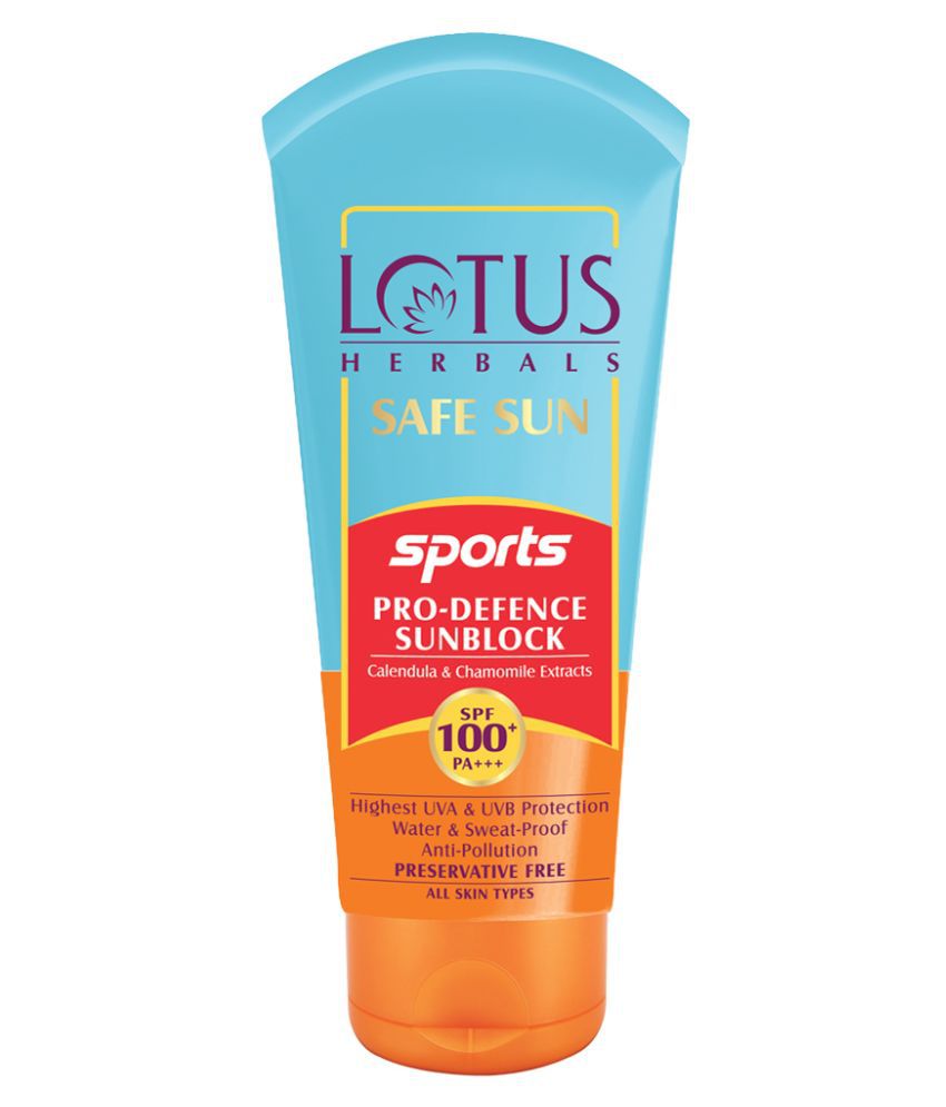     			Lotus Herbals Safe Sun Sports Pro, Defence Sunblock, SPF 100, PA+++, water & sweat resistant, 80g