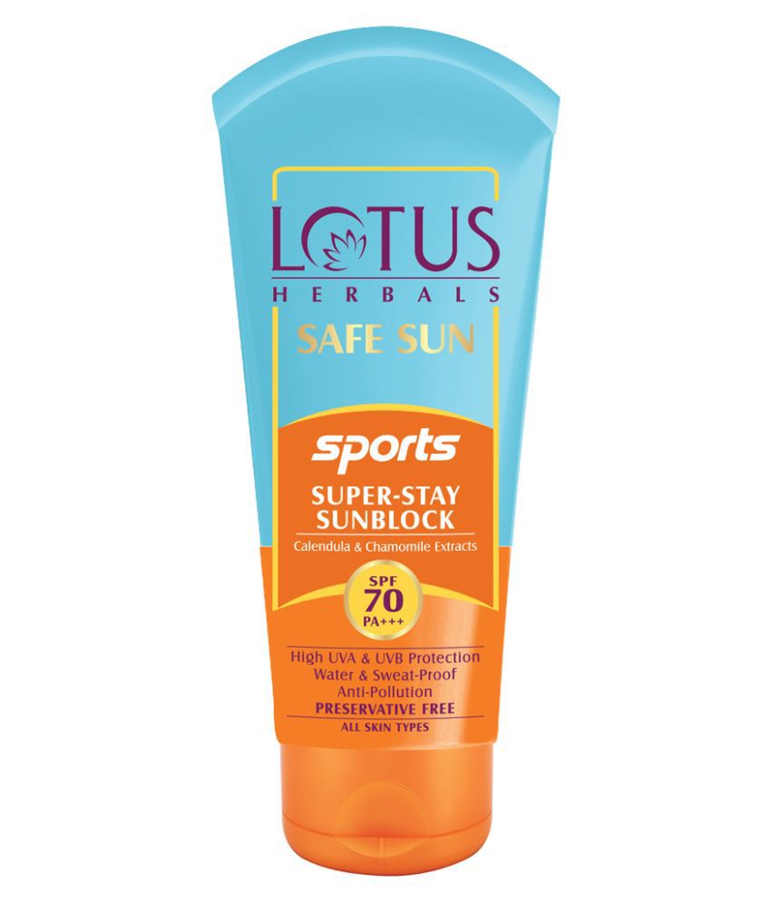     			Lotus Herbals Safe Sun Sports Super-Stay Sun Block SPF 70 80g